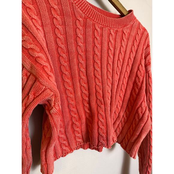 Aerie Mini Cable Cropped Sweater Red  Women’s Sz M - Picture 5 of 5